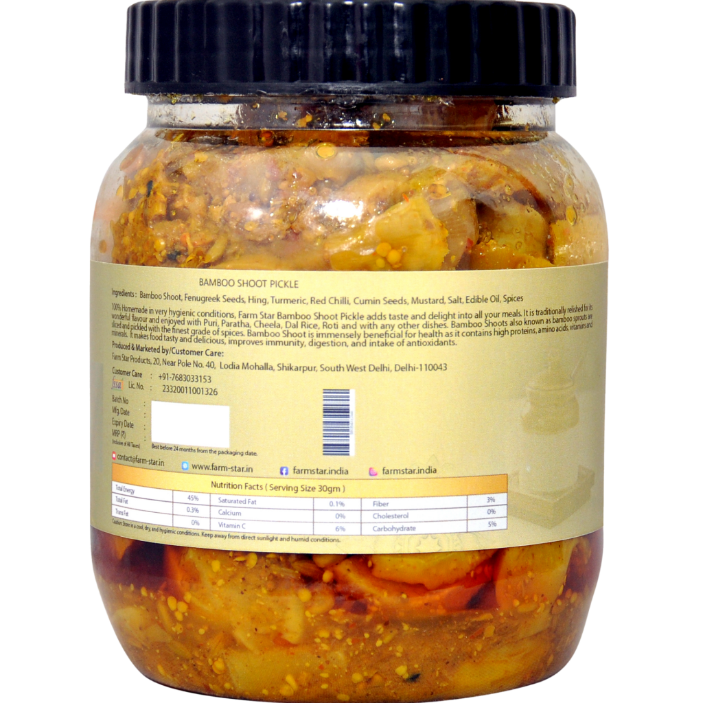 BAMBOO SHOOT PICKLE 100 Fresh & Homemade (500gm) FarmStar