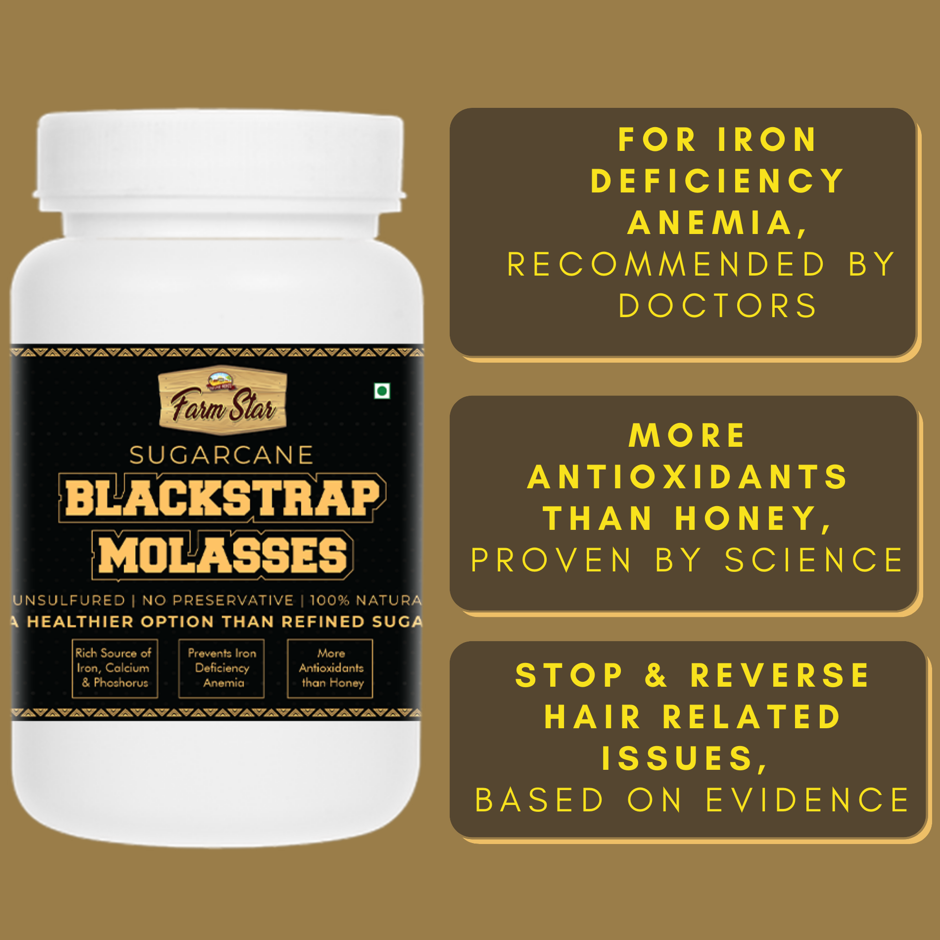 Blackstrap Molasses from sugarcane(800gm) | Farm-Star