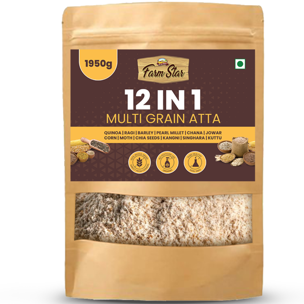 12 in 1 Multi Grain Flour 100 Whole Grain Atta made with 12 healthy grains NonGMO, No